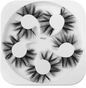 5/7Pairs 25mm Soft Fluffy 3D Mink False Eyelashes Dramatic Long Wispies Lash Extension Natural Volume Beauty Handmade Eye Makeup (Color : RE507 20mm)