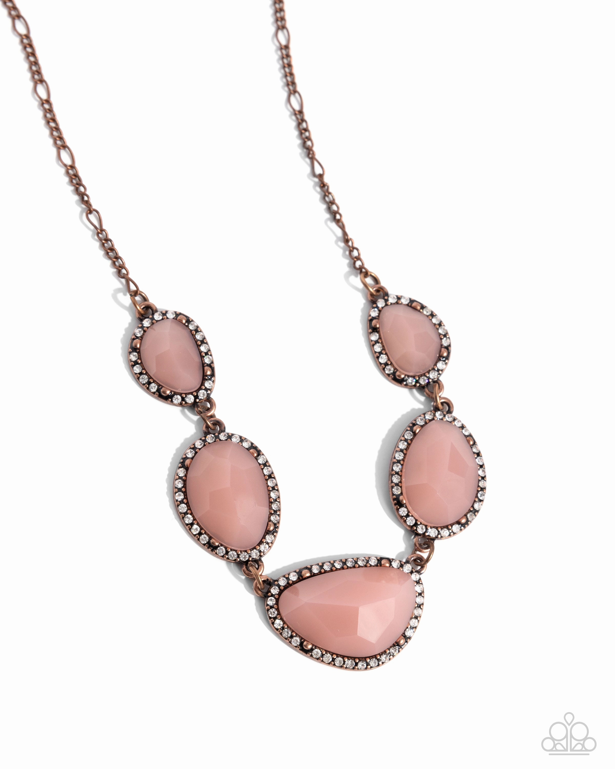 Active GLISTENING - Copper - Brown Faceted Bead White Rhinestone Paparazzi Short Necklace