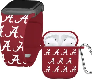 Affinity Bands Alabama Crimson TideHD Combo Package Compatible with Apple Watch and AirPods Gen 1 & 2 (Repeating)