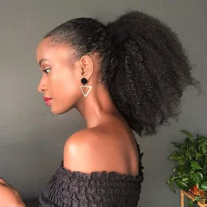 Afro Puff Drawstring Ponytail Human Hair Bun For Black Women 150% Density 10A Brazilian Virgin Human Hair Afro Kinky Curly Clip In Ponytail Extension Human Hair Pieces 150g (22, afro ponytail)