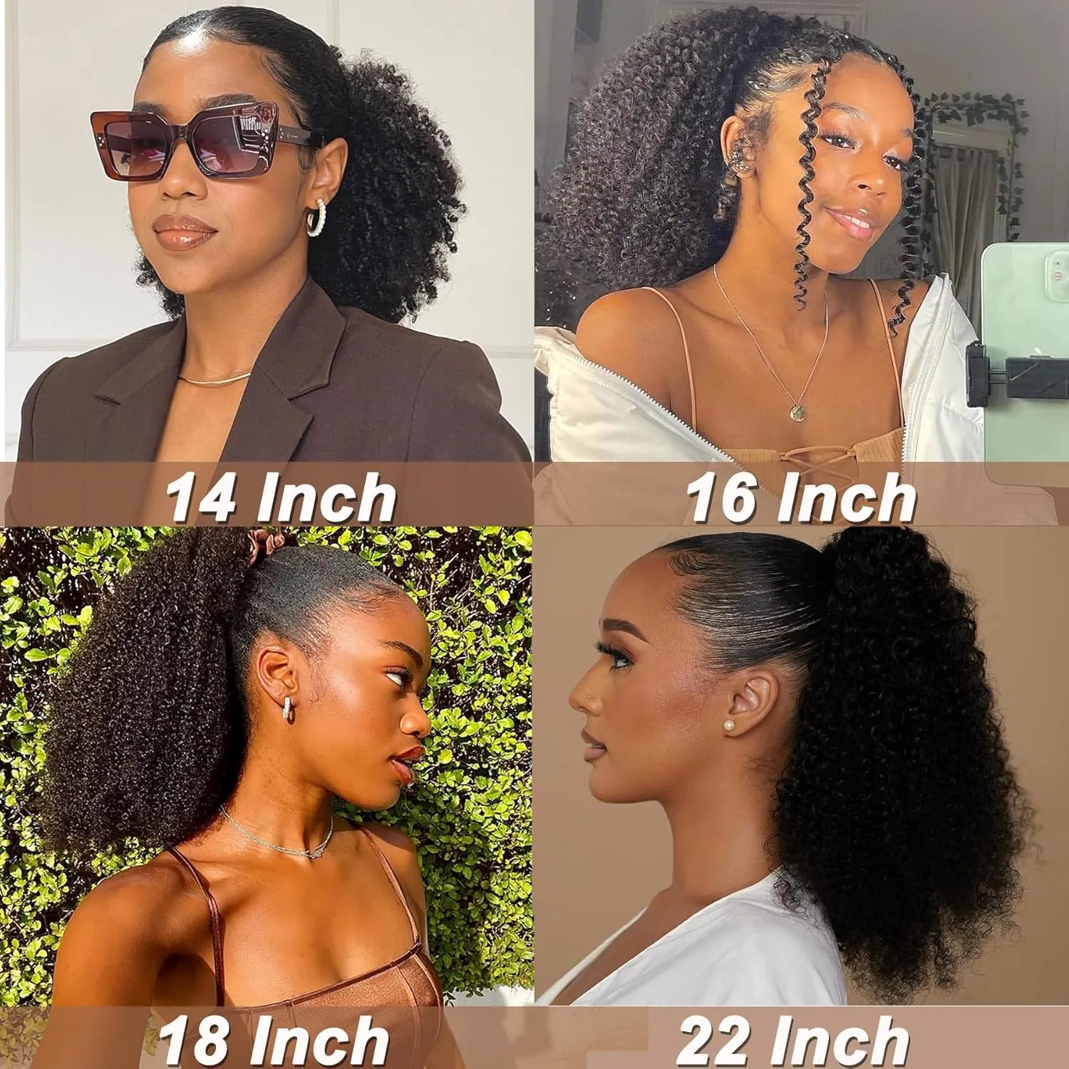 Afro Puff Drawstring Ponytail Human Hair Bun For Black Women 150% Density 10A Brazilian Virgin Human Hair Afro Kinky Curly Clip In Ponytail Extension Human Hair Pieces 150g (22, afro ponytail)