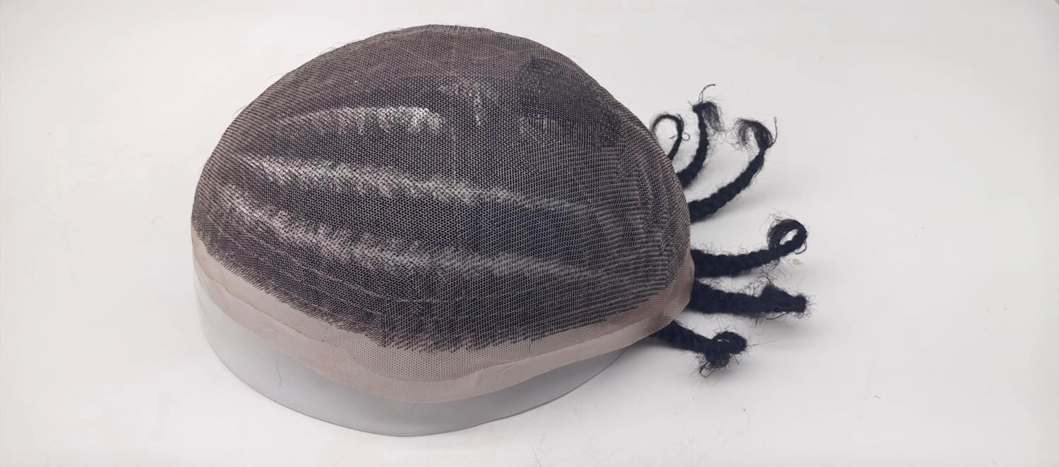 Afro Toupee for Black Braids Pieces Curly Wave 8X10 Lace Base African American Mens Toupee Real Human Hair Piece Mens Wig Hair System (style 4)