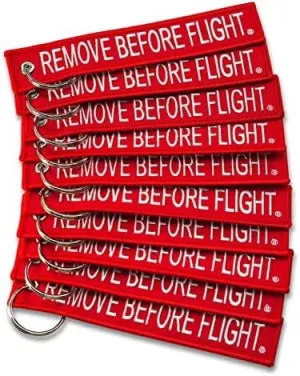 AIXEPA 10x Remove Before Flight Red/White Key Chain 5.5" x 1" (10 Pack)
