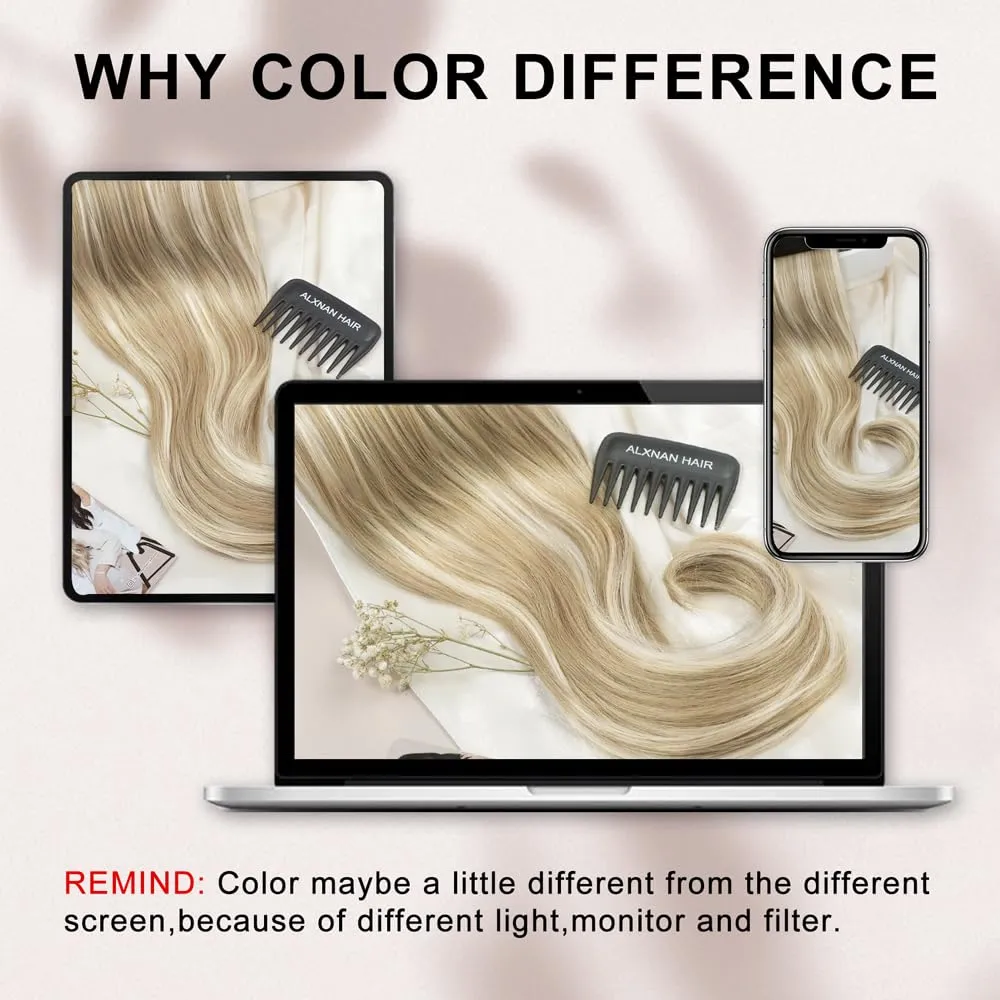 ALXNAN Clip in Hair Extensions, Long Stright Layered Hair Extensions for Women Ash Blonde Highlights Light Blonde 20 Inch Soft