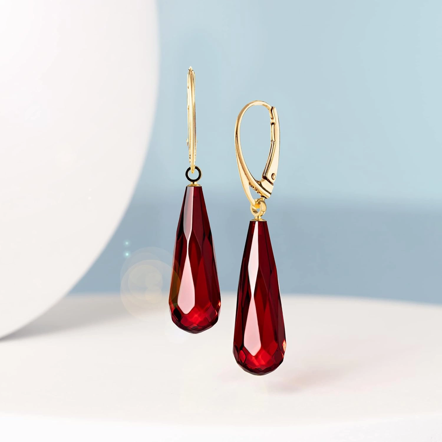 Amber Earrings for Women - Statement Gemstone Jewelry, Gold Plated Sterling Silver Leverback, Dangle Semi Precious Stone Ladies Earrings, Elegant Gift for Her