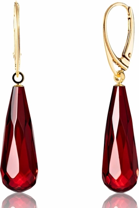 Amber Earrings for Women - Statement Gemstone Jewelry, Gold Plated Sterling Silver Leverback, Dangle Semi Precious Stone Ladies Earrings, Elegant Gift for Her