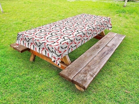 Ambesonne Red and Black Outdoor Tablecloth, Women Fashion Pattern with High Heel Stiletto Shoes Ladies Footwear, Decorative Washable Picnic Table Cloth, 58" X 104", Scarlet Black Beige