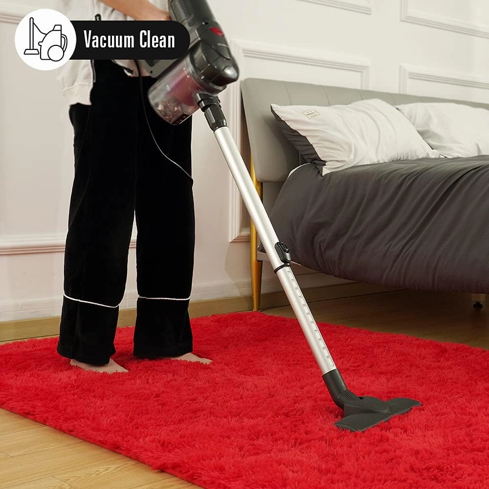 Amearea Premium Soft Area Rug 4x5.3 Feet, Modern Fluffy Rugs for Living Room, Shag Carpet for Bedroom Nursery Playroom Teen Home Decor, Comfortable Indoor Furry Dorm Carpets, Red
