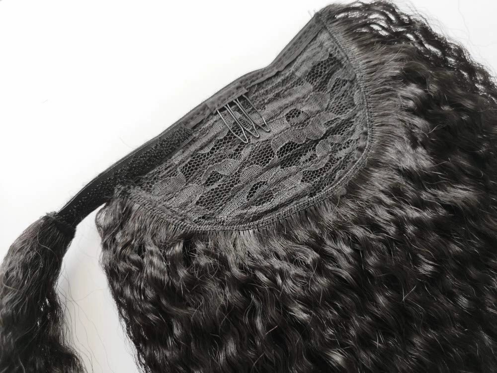 Anrosa Kinky Straight Ponytail Extensions - Natural Black 1b Thick Big 100g 18 Inch