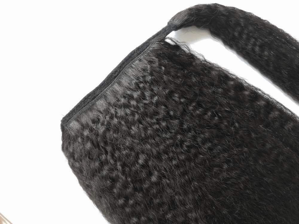 Anrosa Kinky Straight Ponytail Extensions - Natural Black 1b Thick Big 100g 18 Inch