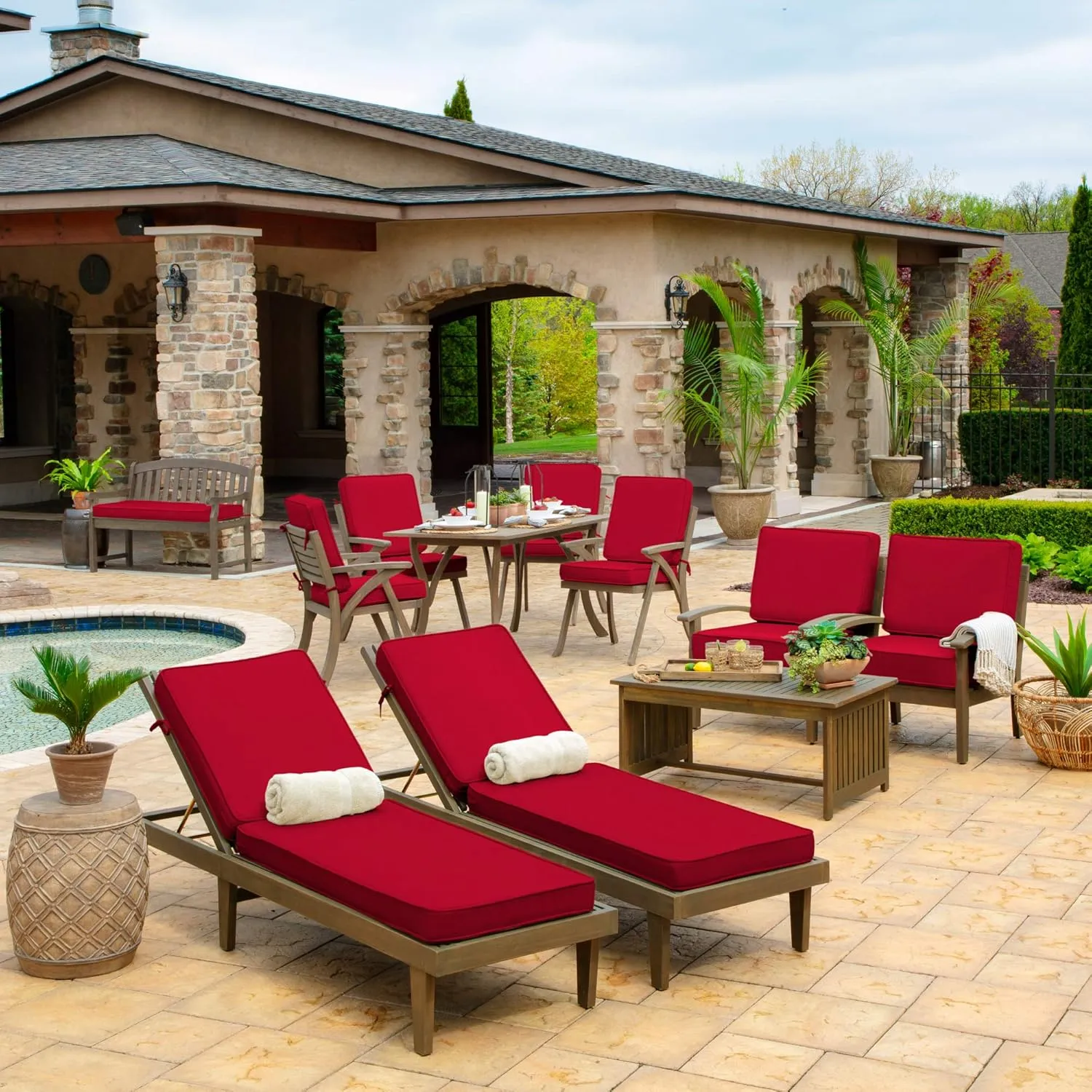 Arden Selections ProFoam Performance Outdoor Chair Cushion 20 x 20, Caliente Red