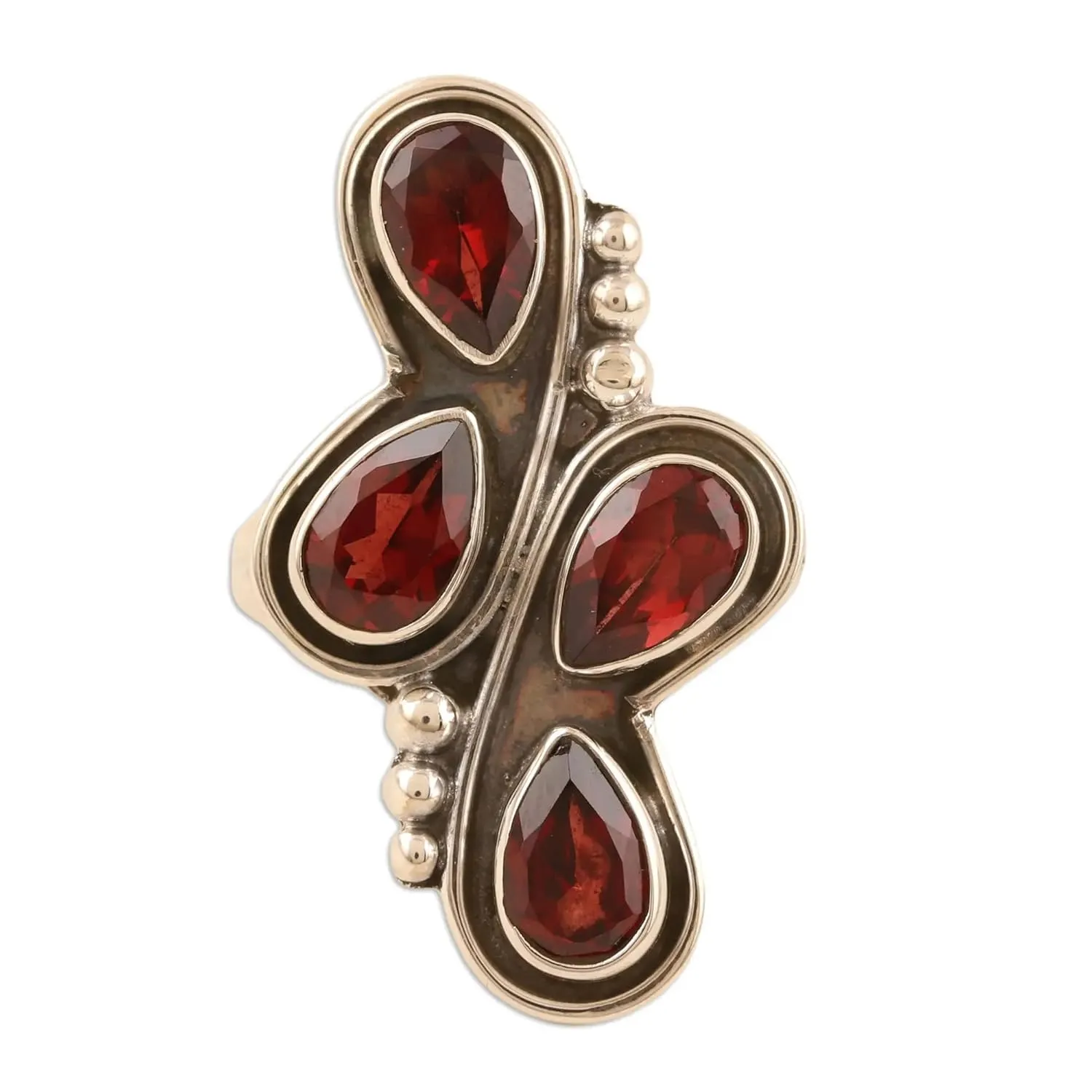 Artisan Crafted Garnet and Sterling Silver Cocktail Ring, Gemstone Slide in Red" Cocktail Jewelry, Boho Style, Long Ring, Sterling Silver Jewelry, Garnet Jewelry, Birthstone Jewelry, Gift For Her