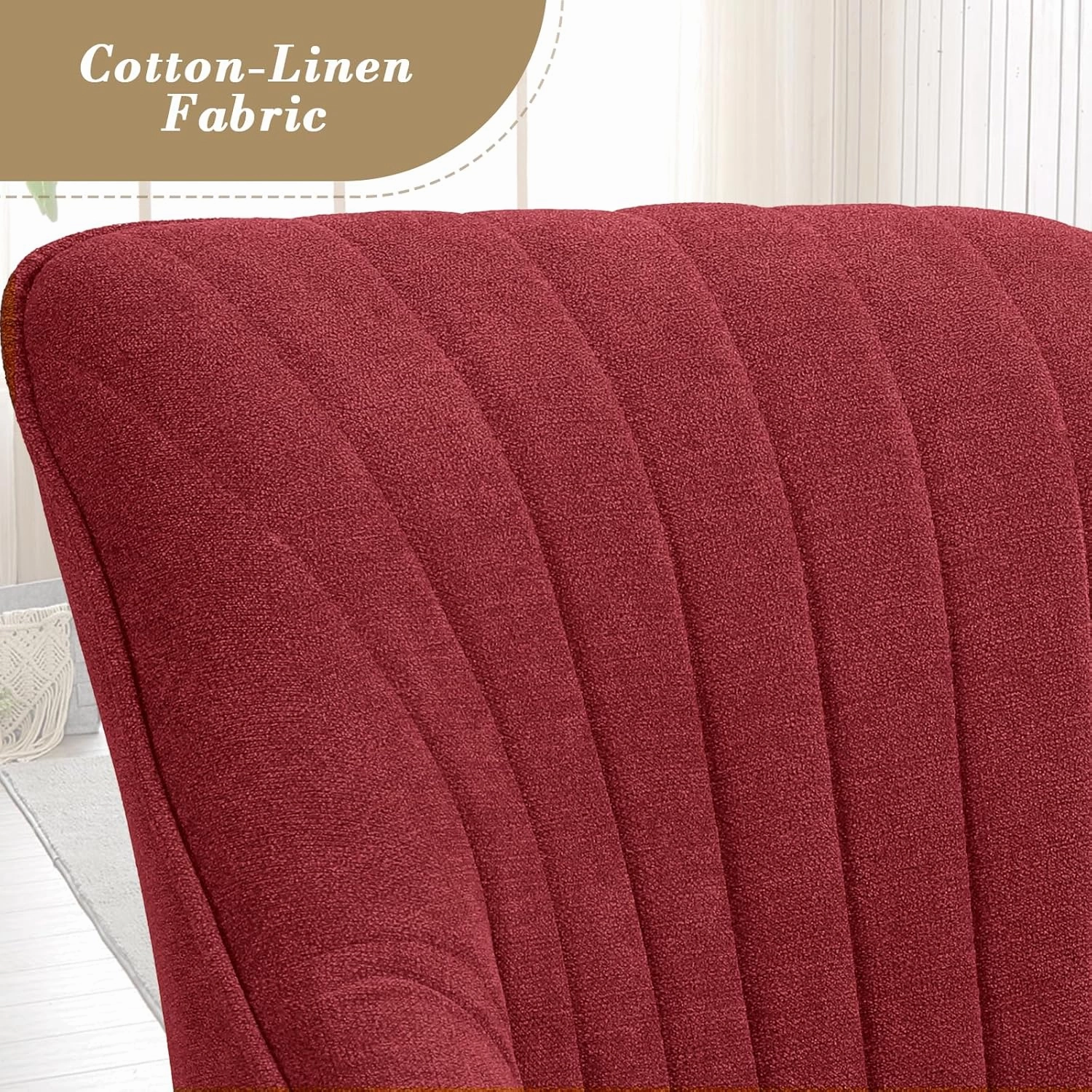 Athena Collection Modern Accent Chair, Comfy Swivel Reading Chair for Adults, Soft Upholstered Fabric Armchair with Wooden Legs for Living Room, Bedroom, Dorm, Office, Red
