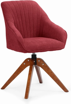 Athena Collection Modern Accent Chair, Comfy Swivel Reading Chair for Adults, Soft Upholstered Fabric Armchair with Wooden Legs for Living Room, Bedroom, Dorm, Office, Red