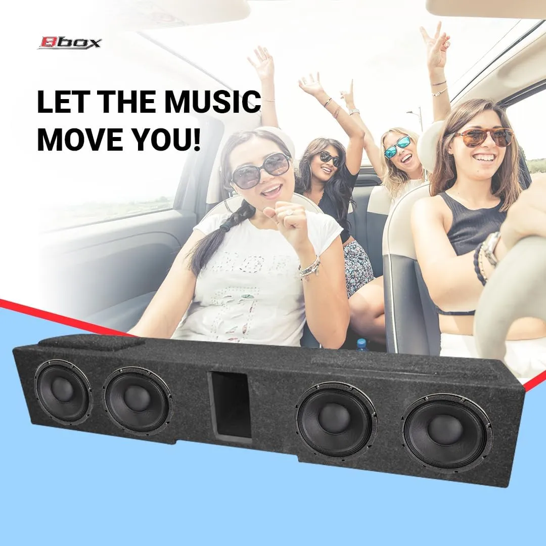 Atrend Accu-Tuned 8' Quad Vented Subwoofer Enclosure - Premium Carpet Finish, OEM-Fit for GM & Ford Crew Cab Trucks - Soft Woven Polyfill Damping Material - Airtight Seal