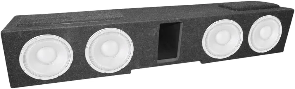 Atrend Accu-Tuned 8' Quad Vented Subwoofer Enclosure - Premium Carpet Finish, OEM-Fit for GM & Ford Crew Cab Trucks - Soft Woven Polyfill Damping Material - Airtight Seal