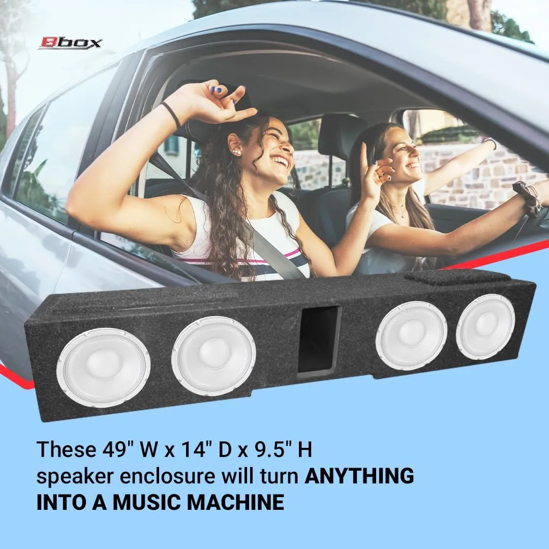 Atrend Accu-Tuned 8' Quad Vented Subwoofer Enclosure - Premium Carpet Finish, OEM-Fit for GM & Ford Crew Cab Trucks - Soft Woven Polyfill Damping Material - Airtight Seal