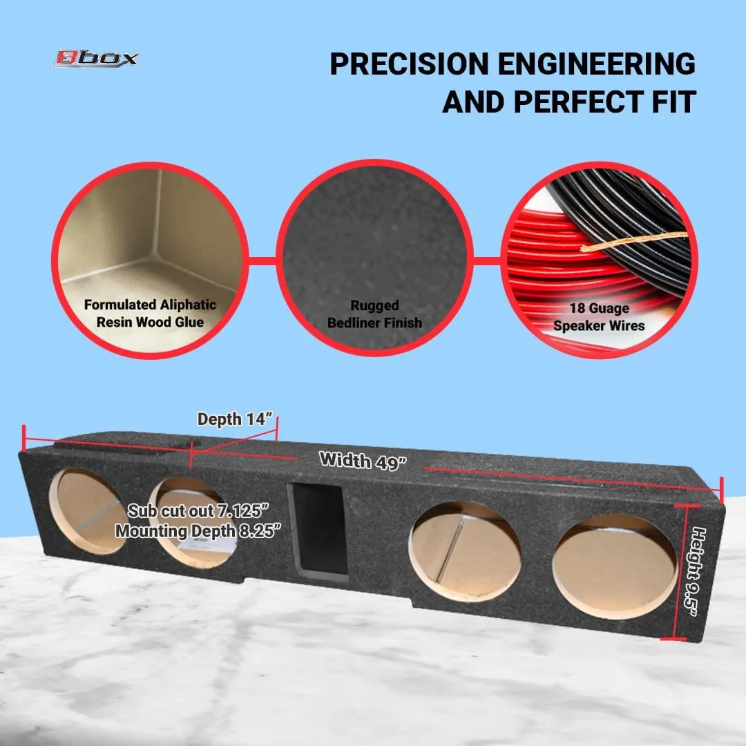Atrend Accu-Tuned 8' Quad Vented Subwoofer Enclosure - Premium Carpet Finish, OEM-Fit for GM & Ford Crew Cab Trucks - Soft Woven Polyfill Damping Material - Airtight Seal