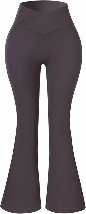 AUROLA Fire Flare Leggings for Women, Crossover High Waisted Yoga Pants Tummy Control Wide Leg Bootcut Leggings
