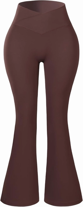 AUROLA Fire Flare Leggings for Women, Crossover High Waisted Yoga Pants Tummy Control Wide Leg Bootcut Leggings