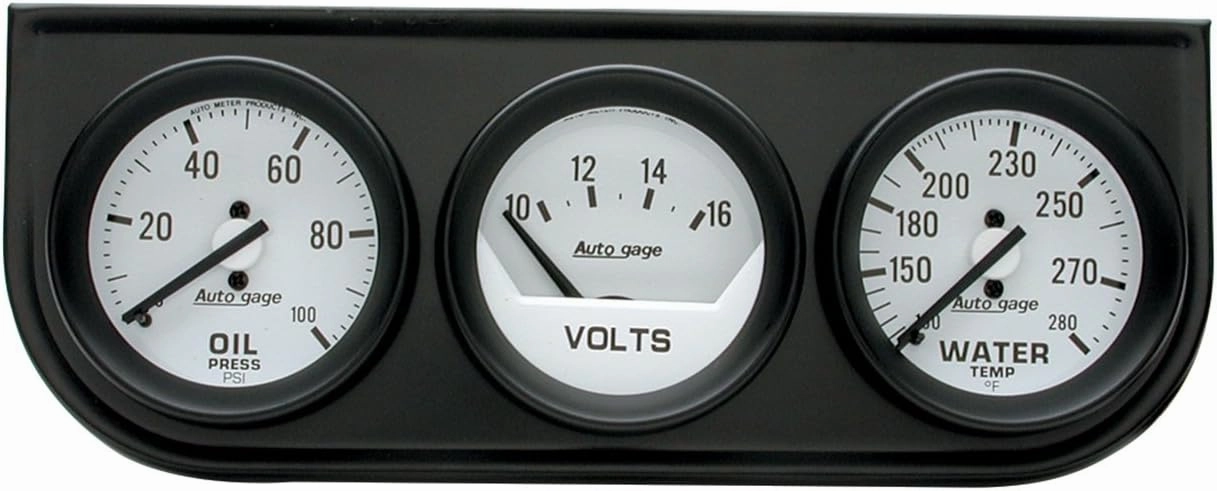 AUTO METER 2327 Autogage Mechanical Oil/Volt/Water Gauge with Black Console, 2.3125 in.