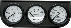AUTO METER 2327 Autogage Mechanical Oil/Volt/Water Gauge with Black Console, 2.3125 in.