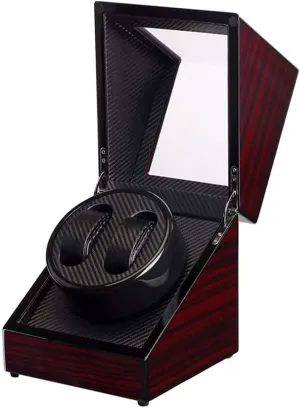 Automatic Watch Winder,Watch Double Watch Winder, Extremely Silent Motor, Wood Shell Piano Paint Exterior,Fit Lady and Man Watches, Red Beautiful Home,Red Black