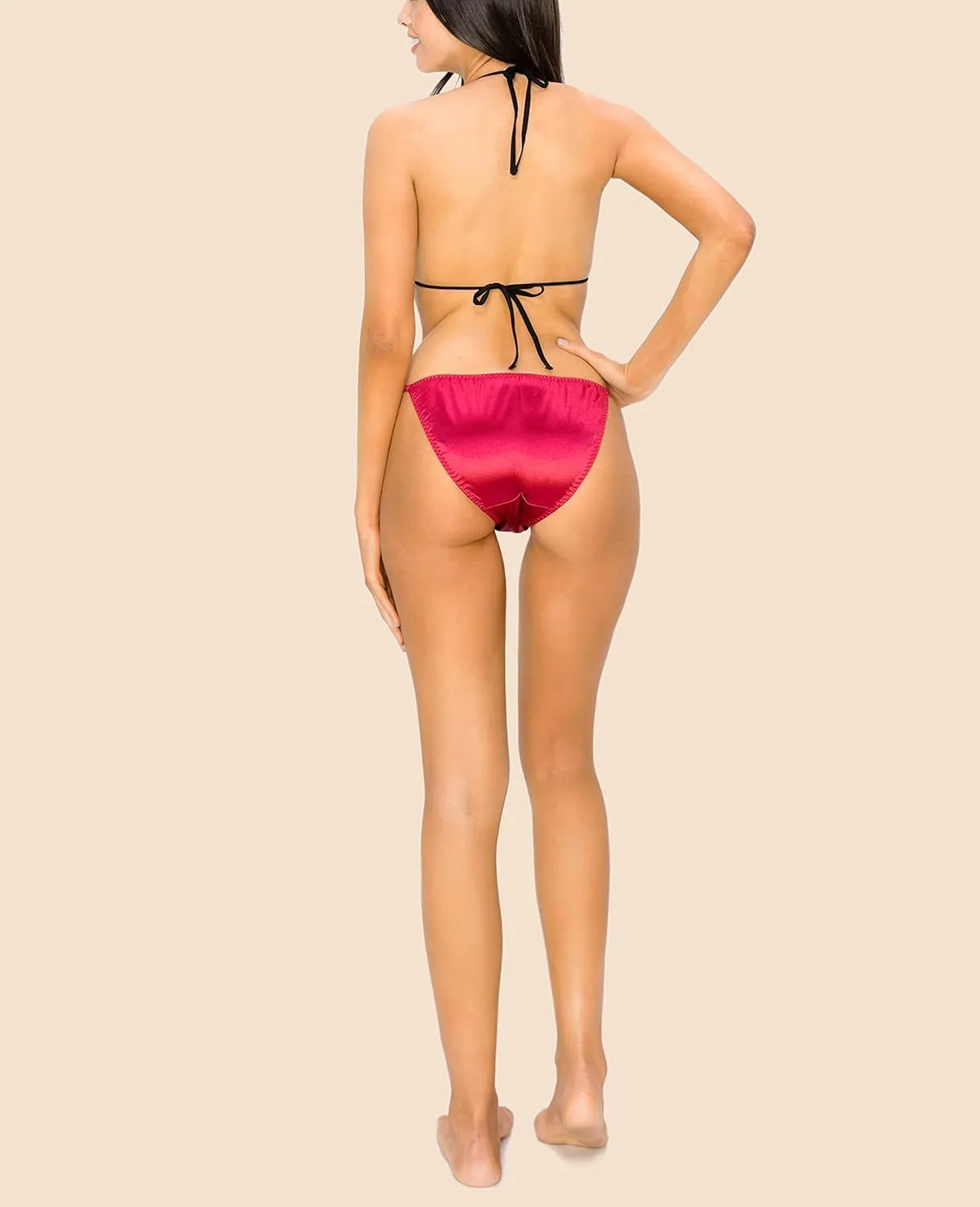 B2BODY Womens Silky Sexy Satin Tangas Panties S - Plus Size Women Underwear Multi-Pack