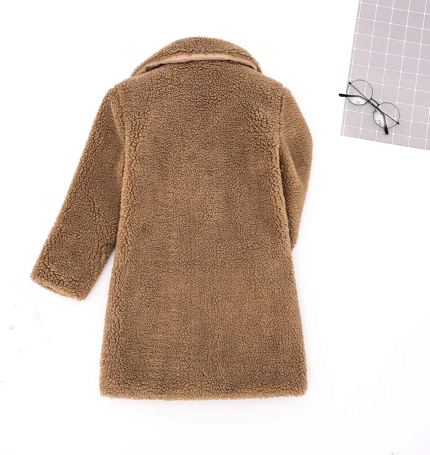 Baby Girls Faux Fur Teddy Long Coat Toddler Kids Winter Fleece Jacket Fluffy Jacket Warm Trench Outwear Overcoat