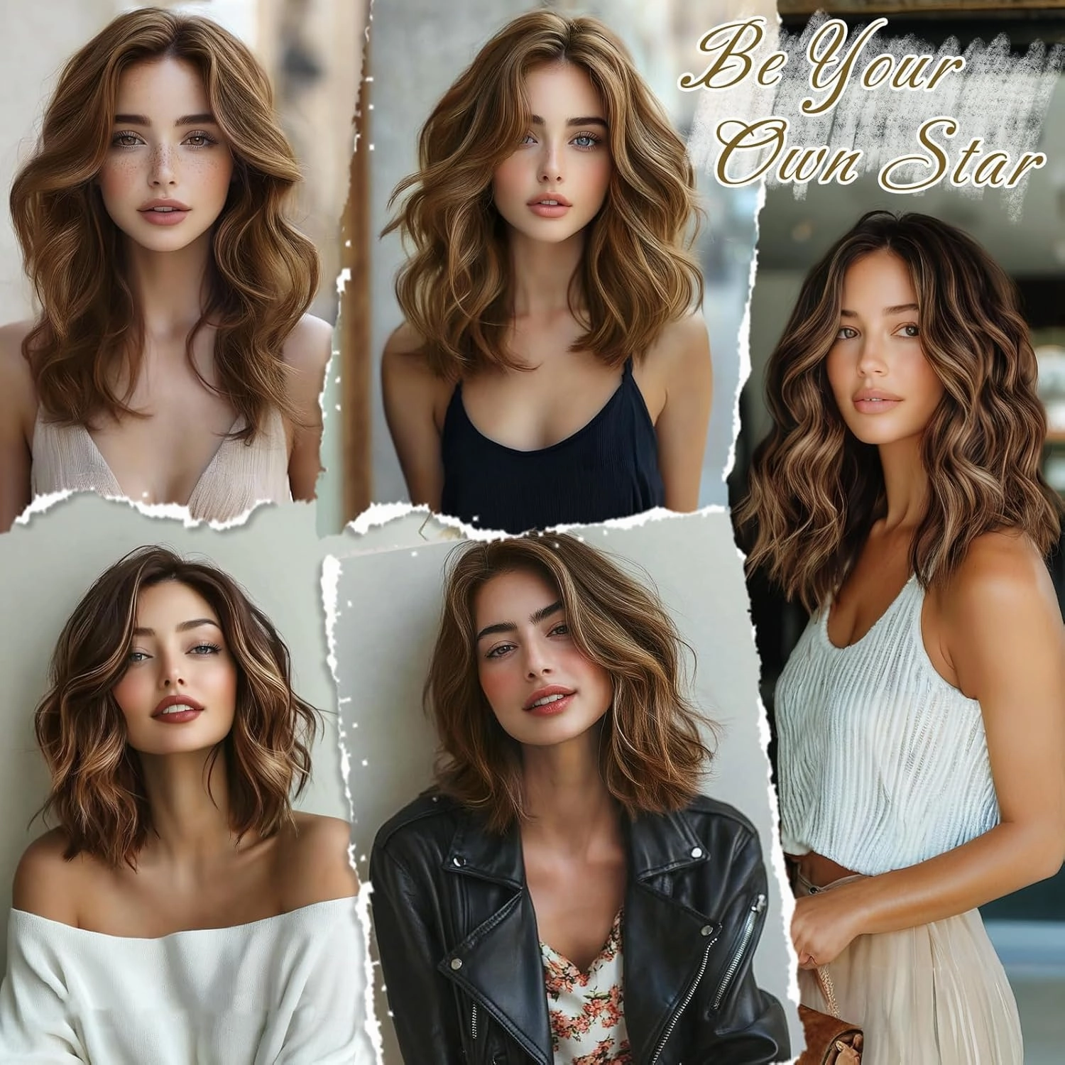 BARSDAR Short Wavy Clip in Hair Extensions - 12 Inch Highlight Hair Extensions Clip in for Women - 6PCs Thick Soft Synthetic Clip-ins Hairpieces Daily - Brown with Honey Blonde