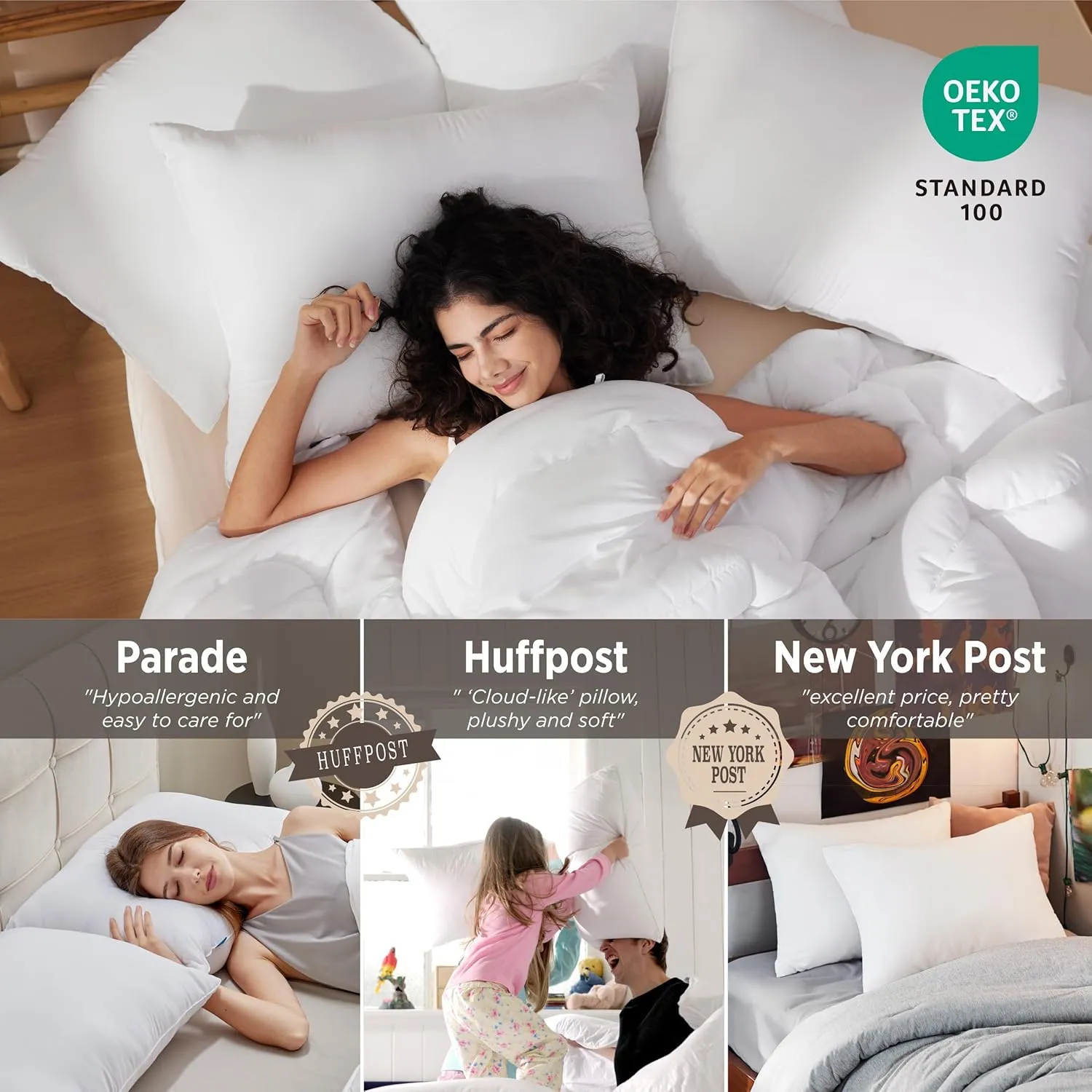 Bedsure Soft Pillows Standard Size Set of 4 - Standard Size Bed Pillows 4 Pack for Sleeping, Soft and Supportive, Hotel Quality, Original Down Alternative Filling for Side, Back Sleepers
