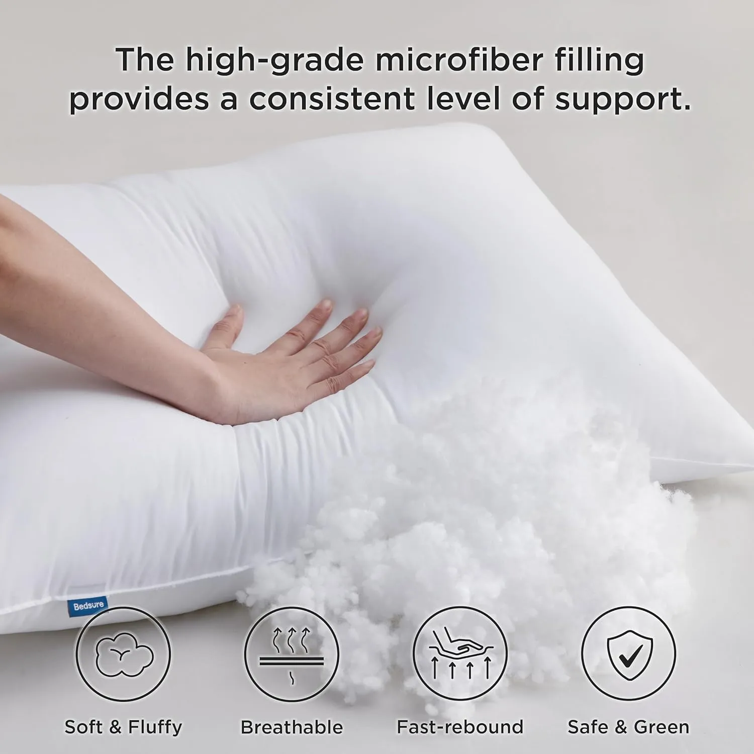 Bedsure Soft Pillows Standard Size Set of 4 - Standard Size Bed Pillows 4 Pack for Sleeping, Soft and Supportive, Hotel Quality, Original Down Alternative Filling for Side, Back Sleepers
