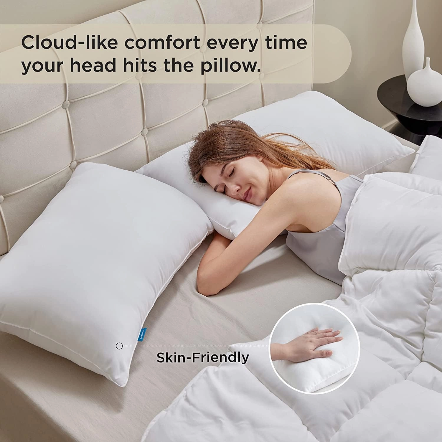Bedsure Standard Pillows Size Set of 2 - Bed Pillows Standard Size for Sleeping, Soft and Supportive, Hotel Quality, Original Down Alternative Filling for Side, Back Sleepers, 2 Pack