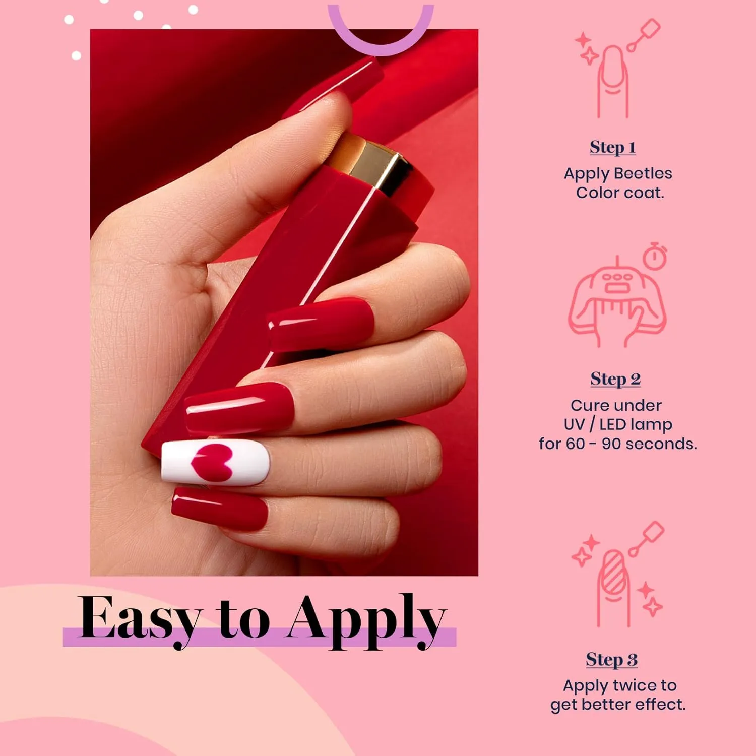 Beetles Red Gel Nail Polish Set - 6 Colors Red Obsession Collection Popular Shimmer Burgundy Gel Polish Kit Nail Art Design Soak Off Uv LED Gel Nail Kit Minicure DIY Home Gifts for Mom
