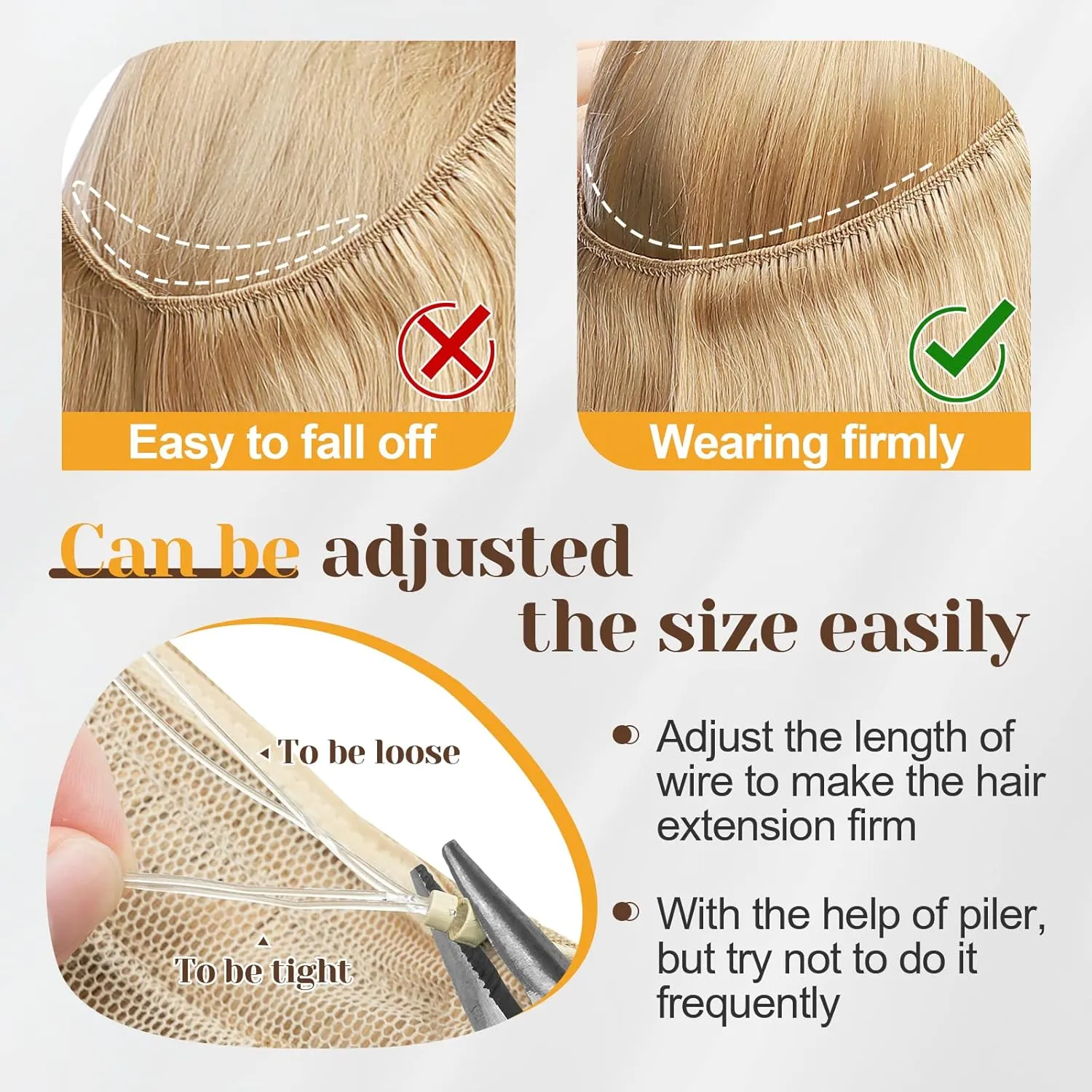 Benehair Human Hair Extensions Thick Ends #99J Invisible Wire Real Human Hair with 2 Fish Lines Thicker Hairpieces 16 Inch 90g Wine Red Hair Extensions Straight Thicker Hairpieces for Women
