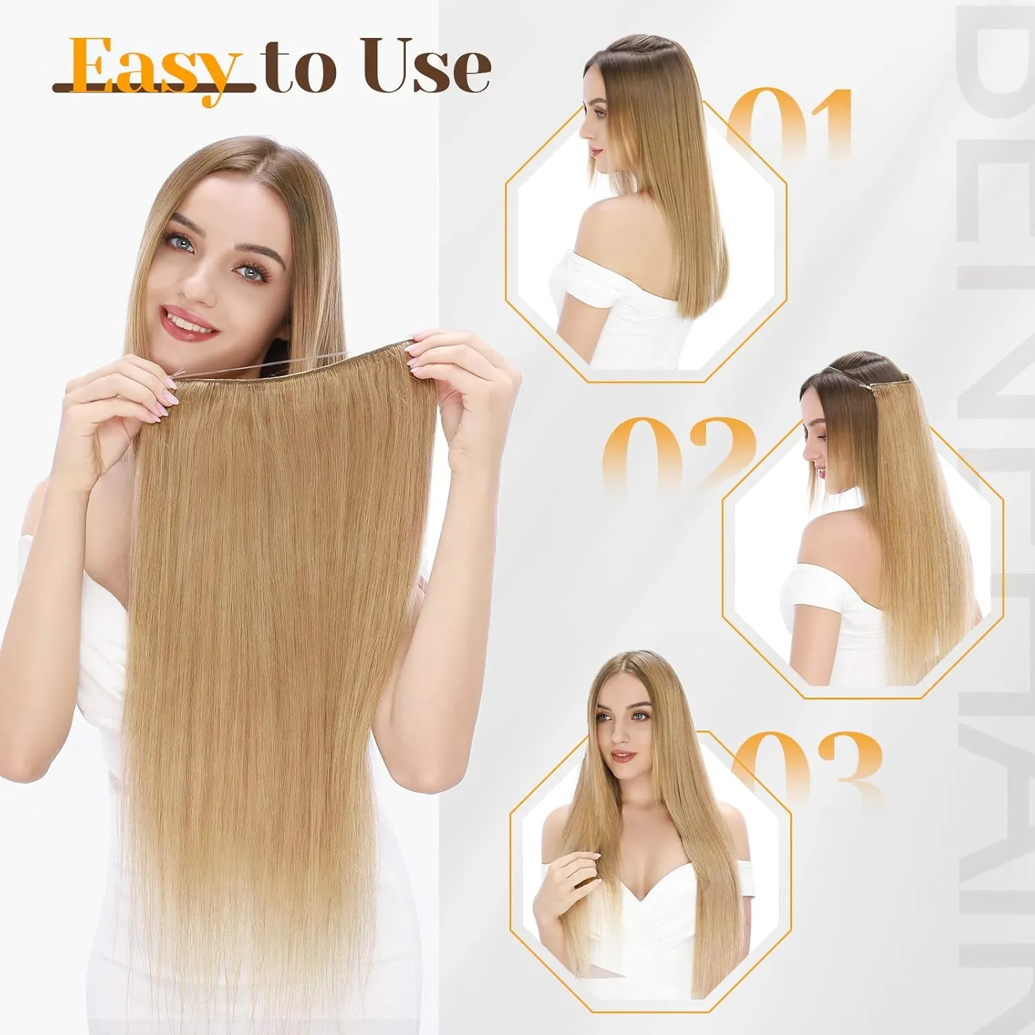 Benehair Human Hair Extensions Thick Ends #99J Invisible Wire Real Human Hair with 2 Fish Lines Thicker Hairpieces 16 Inch 90g Wine Red Hair Extensions Straight Thicker Hairpieces for Women
