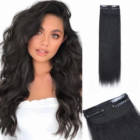 Benehair Short Clip in Hair Extensions - Real Human Hair 1PCS Hairpieces for Women With Thinning Hair - 6 Inch Straight Soft #01 Jet Black for Daily Use