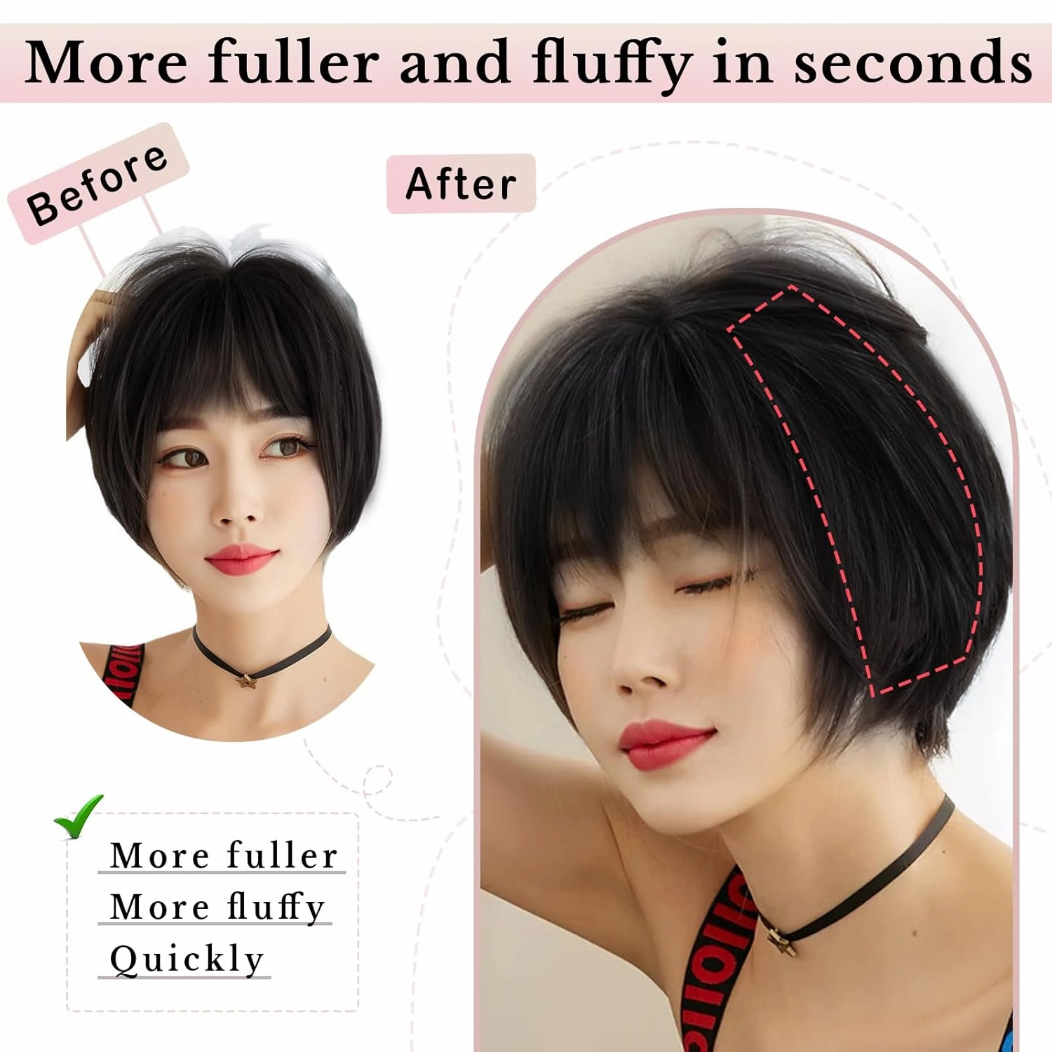 Benehair Short Clip in Hair Extensions - Real Human Hairpieces for Women With Thinning Hair - 6 Inch Straight Soft #1B Natural Black - Adding Extra Volume for Daily Use