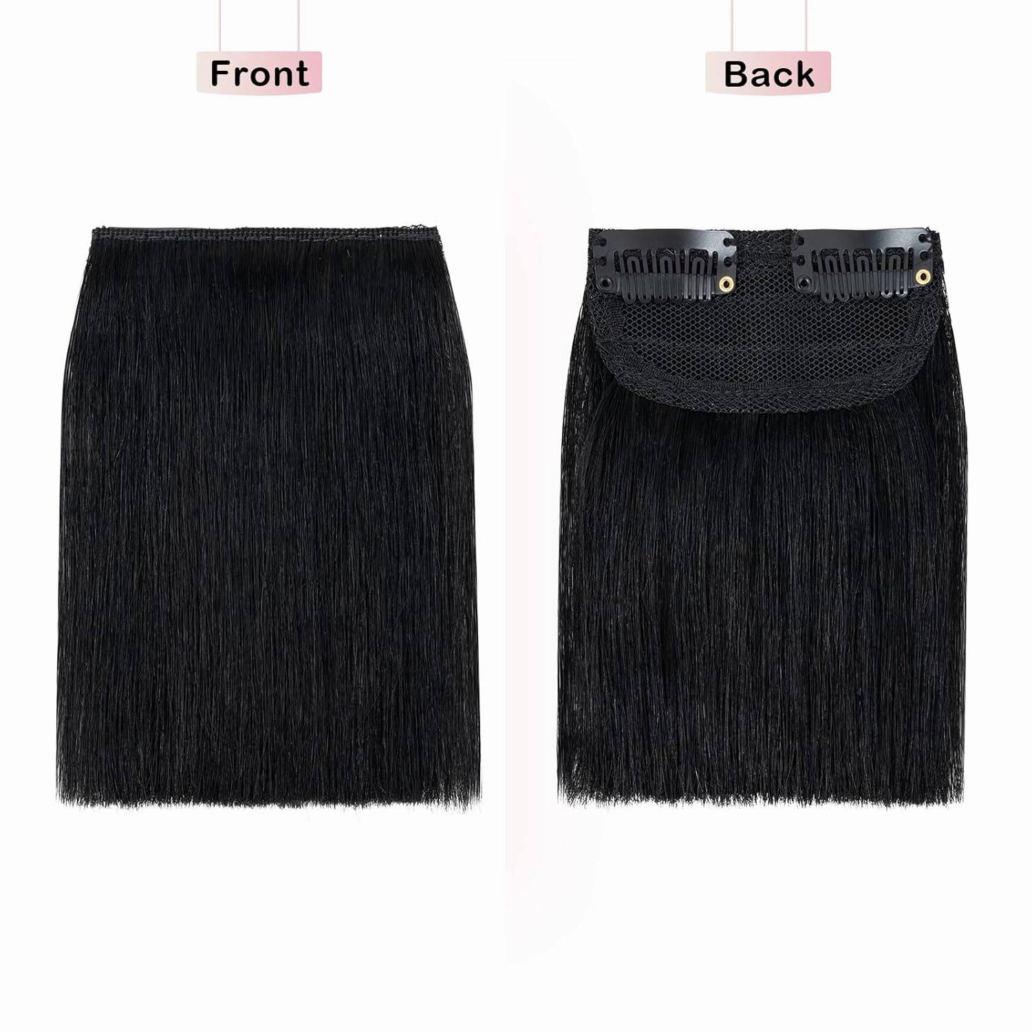Benehair Short Clip in Hair Extensions Real Human Hair 1PCS Clip in Hairpieces for Women with Thinning Hair Adding Extra Hair Volume for Daily Use 4inch Straight Soft Hair #01 Jet Black