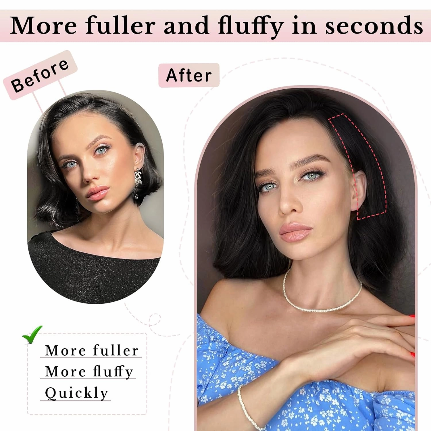 Benehair Short Clip in Hair Extensions Real Human Hair 1PCS Clip in Hairpieces for Women with Thinning Hair Adding Extra Hair Volume for Daily Use 4inch Straight Soft Hair #01 Jet Black