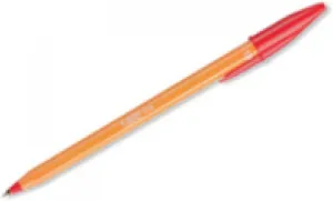 Bic Orange Fine Ballpoint Pens, Fine Point (0.8 mm), Red Ink, Box of 20 - Writing Pens with Long-Lasting Ink