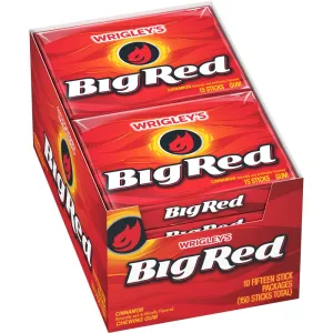 BIG RED WRIGLEY'S Cinnamon Chewing Gum Bulk Pack, 15 Stick (Pack of 10)