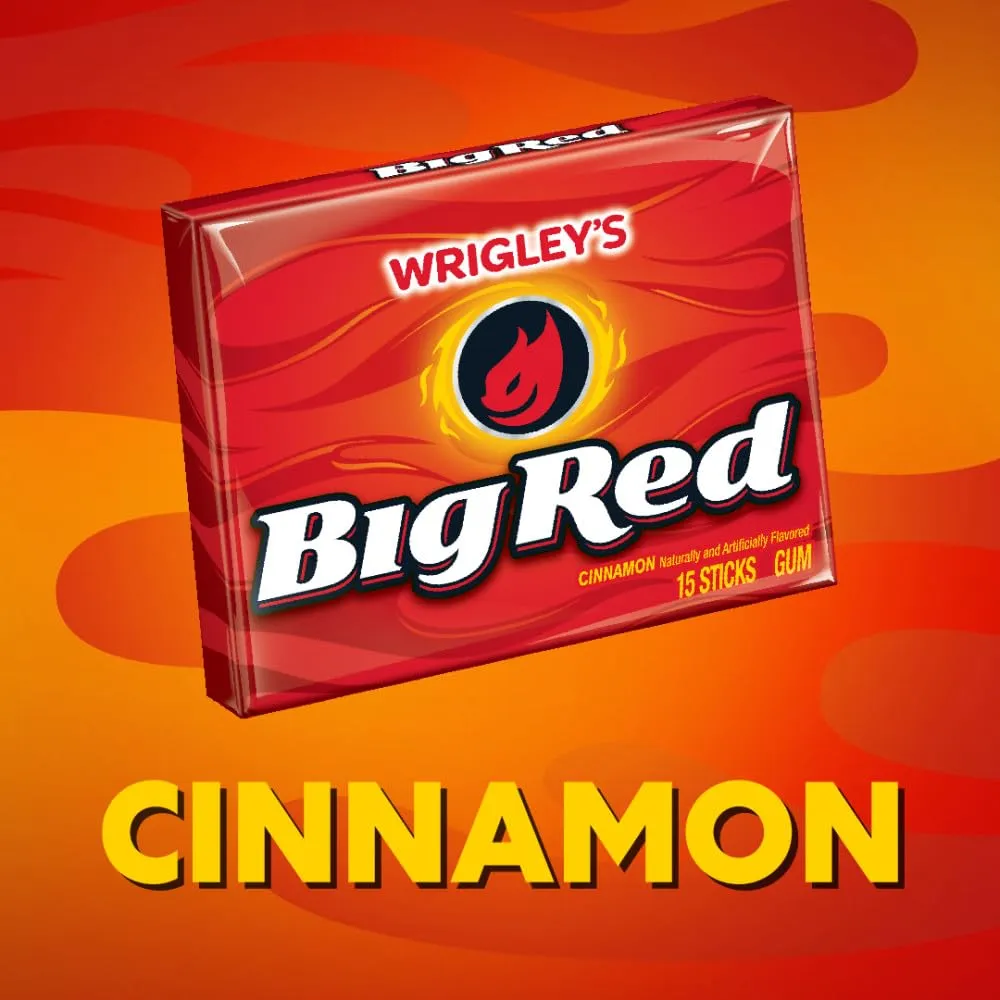 BIG RED WRIGLEY'S Cinnamon Chewing Gum Bulk Pack, 15 Stick (Pack of 10)