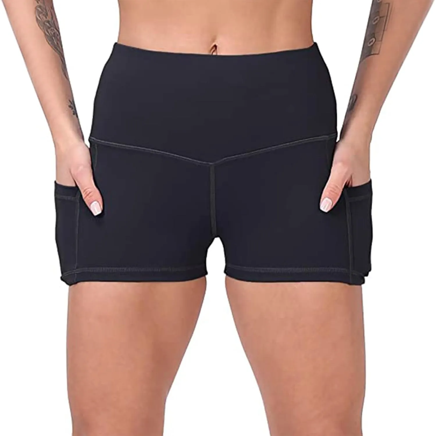 Biker Shorts for Women Women Butt Lifting Shorts Pockets High Waisted Biker Anti Cellulite Up Workout Gym Shorts