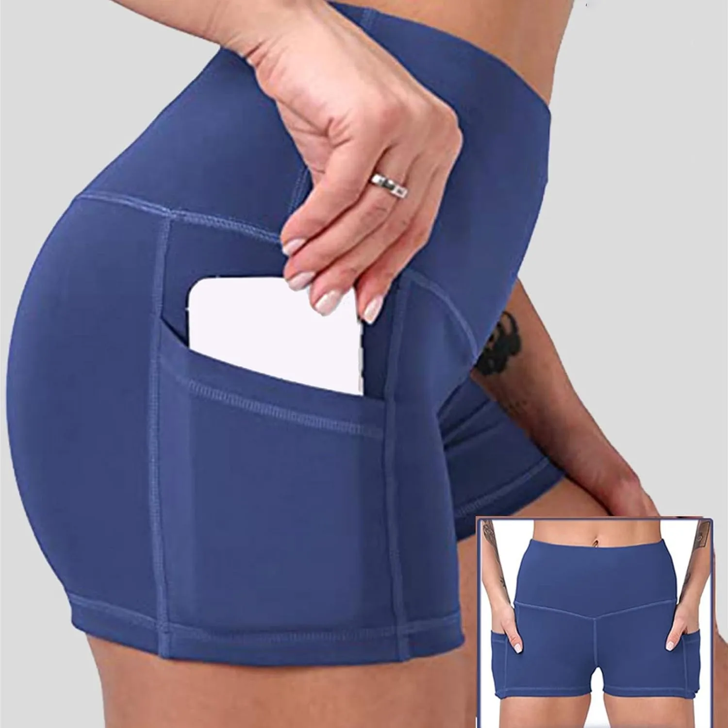 Biker Shorts for Women Women Butt Lifting Shorts Pockets High Waisted Biker Anti Cellulite Up Workout Gym Shorts