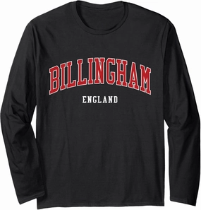 Billingham England College University Style Long Sleeve T-Shirt