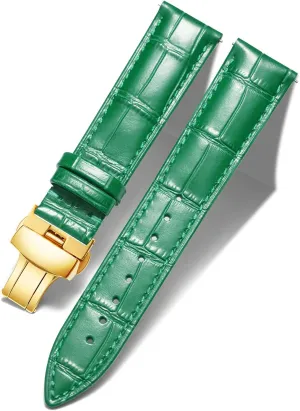 BINLUN Leather Watch Strap Quick Release Strap with Gold Butterfly Deployment Buckle 12mm 13mm 14mm 15mm 16mm 17mm 18mm 19mm 20mm 21mm 22mm 23mm 24mm Watch Band for Men Women(White,15mm)