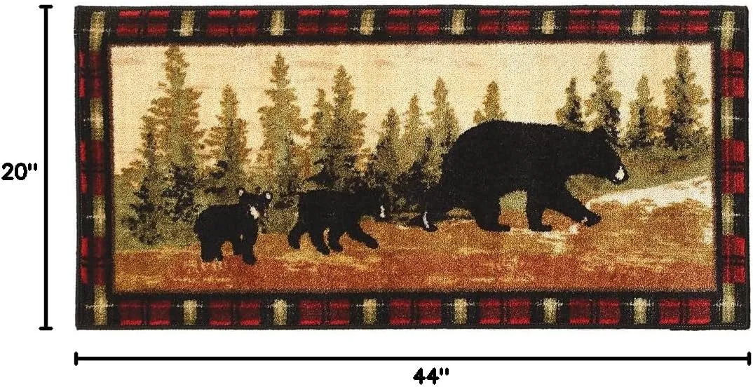 Black Forest Décor Family of Bears Bath Rug – Rustic Durafiber Cabin Accent – 20" W x 44" L