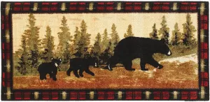 Black Forest Décor Family of Bears Bath Rug – Rustic Durafiber Cabin Accent – 20" W x 44" L