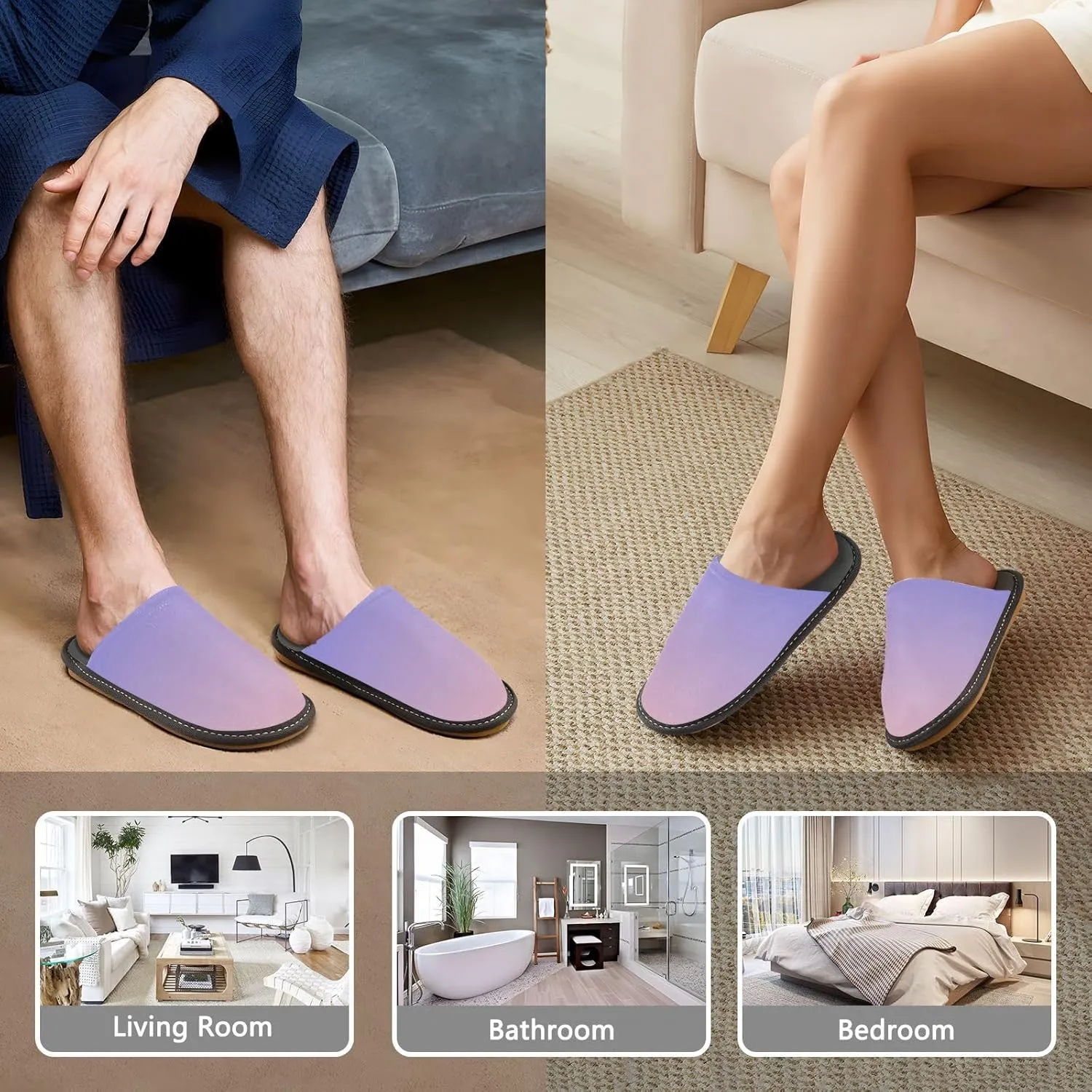 Black Red House Slippers for Women Men Non-Slip Slip On Slippers
